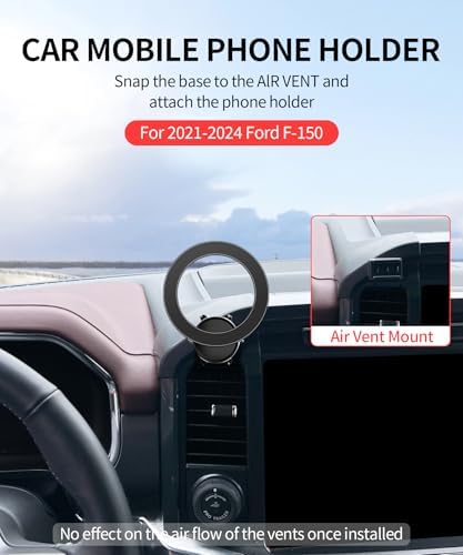 Ford F-150 2021-2024 Car Phone Holder – 360° Rotating Mag Safe-Compatible Mount for Secure, Hands-Free Use Without Obstructing Air Vents – Durable, Easy-Install Accessory for Modern Drivers