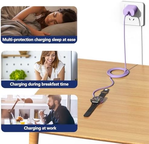 Premium 5 W Fast Charging USB C Cable for Apple Watch – 6 ft Magnetic Charger, MFi Certified, Compatible with Series SE2/8/7 & All Sizes 38 mm to 45 mm – Reliable & Efficient Power Solution for On-the-Go Users