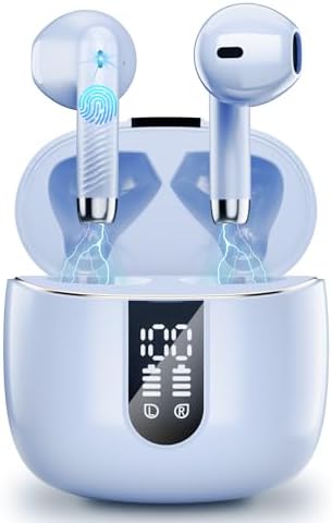 Ultimate Freedom: 2024 Bluetooth V5.4 Noise Cancelling Wireless Earbuds with IP7 Waterproofing, 40-Hour Battery Life, Dual LED Display, and Enhanced Call Clarity for Android/i OS – Chic Green Design for Active Lifestyle
