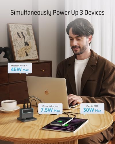 High-Power 100 W USB-C Wall Charger – CUKTECH 3-Port GAN Fast Charging Hub for Mac Book, i Phone, Galaxy & More – Efficient PD3.1 Cable Included for Rapid Multi-Device Power Delivery and Optimal Heat Management