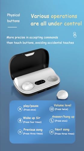 Invisible Bluetooth Earbuds – Ultra-Compact Wireless Earphones with Exceptional Sound Quality, Noise Isolation & Ergonomic Comfort – Stylish Mini Design in White for Seamless Music Enjoyment and Hands-Free Calling Anytime, Anywhere