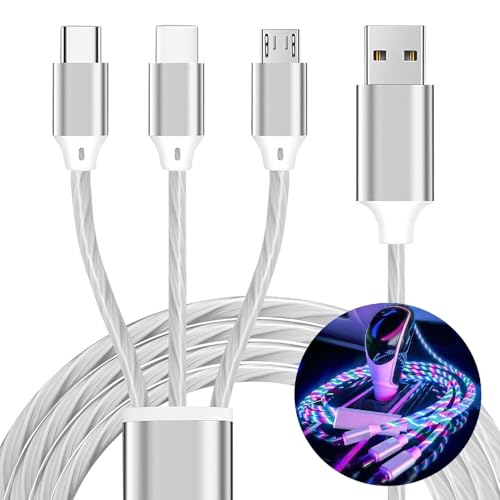 TISTIPPL 3-in-1 Illuminated Charging Cable – Fast Charge with Multi-LED Indicator, Universal Compatibility for Smartphones & Tablets, Durable & Portable Design Perfect for Travel and Daily Use
