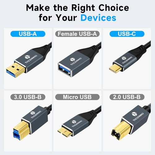 Retractable Coiled USB B to USB C Cable for High-Speed Data Transfer – 5 Gbps Compatibility with Mac, PC, Laptops, MIDI Keyboards, and DJ Controllers – Adjustable Length from 0.75 FT to 3.3 FT for Effortless Connectivity and Organization