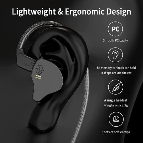 KBEAR KB02 Pro In-Ear Monitor Headphones – Premium 10 mm Beryllium-Plated Diaphragm for Superior Sound Precision and Deep Bass, Ergonomically Designed 3 D Printed Resin Housing for Extended Comfort and Durability, Customizable Detachable 2-Pin Cable for Versatile Connectivity, Perfect for Musicians, Audiophiles, and Performing Artists Seeking Unmatched Audio Fidelity and Broad Device Compatibility