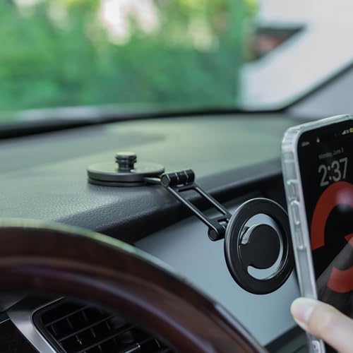 OLG Premium Magnetic Car Phone Holder – Mag Safe Compatible with 4000 G Strong Grip, 360° Rotation & 180° Angle Adjustability for Ultimate Viewing Comfort – No-Residue Adhesive for Easy Installation & Enhanced Device Compatibility