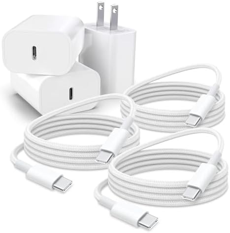 20 W Dual Pack Fast Charger for Apple Devices – Ultimate Rapid Power Solution for i Phone 16, Air Pods Pro 2 nd Gen, i Pad 11 A16 & More – Durable USB Type C Woven Cable for Home & Travel Efficiency
