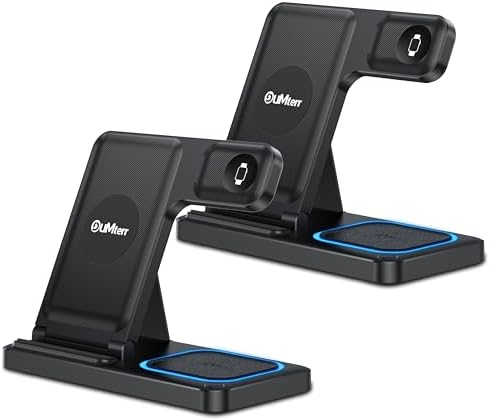 Revolutionary DUMTERR 3-in-1 Fast Wireless Charging Station for i Phone 16/15/14/13/12, Apple Watch Series 10, and Air Pods 4 – Sleek Docking Solution for Effortless Desk and Nightstand Organization, Superior Safety Features, and Rapid Charging Efficiency for All Your Apple Devices