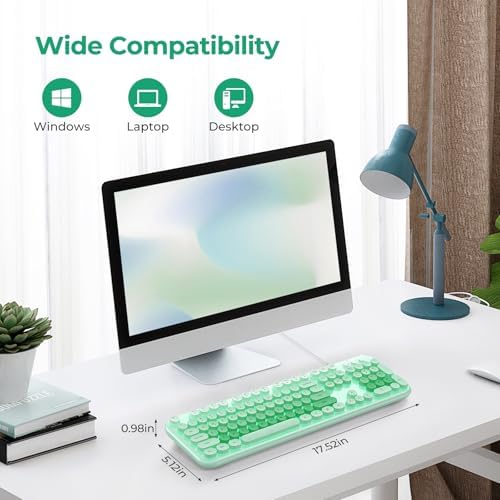 Retro-Inspired Full Size Typewriter Keyboard with Number Pad – Wired USB Keyboards for Windows 7, 8, 10, 11 | Enhance Your Typing Experience with Classic Charm and Modern Efficiency | Perfect for Home and Office Use