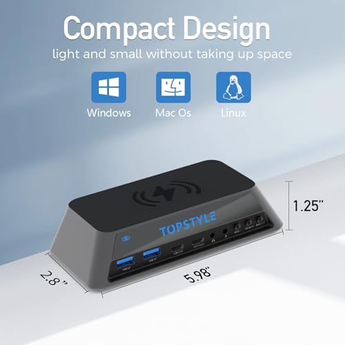 Revolutionize Your Work Setup with the 16-in-1 USB-C Hub Docking Station – Ultimate Connectivity Hub Featuring Dual 4 K HDMI, Rapid USB 3.0 Data Transfer, and Effortless Wireless Charging for Laptops and Tablets!
