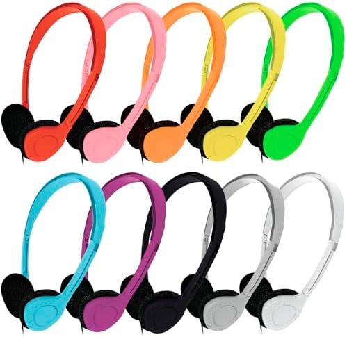 Maximize Student Focus with Maeline 30-Pack Adjustable On-Ear Headphones for Kids – Premium Sound Quality, Lightweight Comfort & Durable Design for Classrooms, Libraries, and Travel – Vibrant Multi-Colored Options, 3.5 mm Plug Compatibility, Effortless Maintenance for Young Learners