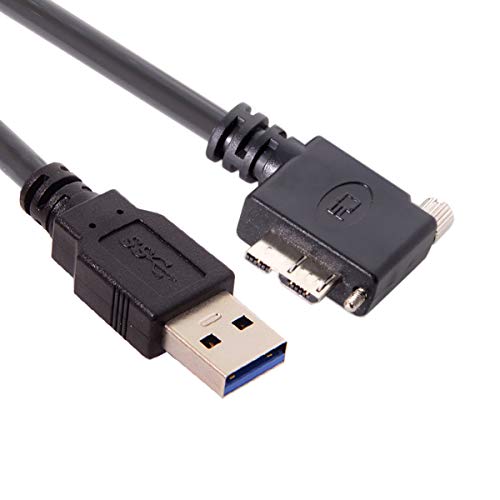 Chenyang 90-Degree Micro USB 3.0 Cable – Type A Male to Micro B Male, 3 M High-Speed Connector for Industrial Cameras & Devices, Enhanced Durability with Mount Panel Screws, Perfect for Tight Spaces and Optimal Cable Management