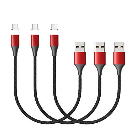 Revolutionize Your Charging with N. NETDOT Magnetic Cable – Fast, Nylon Braided USB-C Charger (1 ft, 3-Pack, Red) for Effortless Connectivity and Superior Compatibility with All Type C Devices