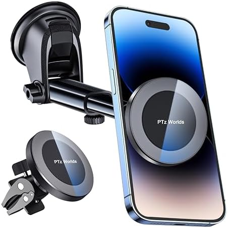 Mag Safe-Compatible Cup Holder Phone Mount – Ultra-Strong Magnetic Phone Holder with Flexible Gooseneck, Expandable Base for Secure Fit in Any Vehicle, Perfect for i Phone, Galaxy, and Pixel – Enhance Your Driving Safety and Convenience