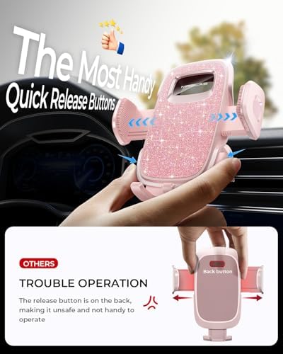 Universal Smartphone Air Vent Car Mount with Dual Metal Hook for Secure One-Hand Use – Sleek Black Design for i Phone & Android Devices, Effortless Navigation & 360-Degree Rotation, Essential Driving Accessory for Safety and Convenience