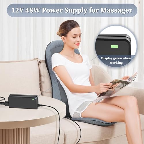 High-Efficiency 12 V 4 A Power Adapter for Shiatsu Neck & Back Massagers – Premium 2.3 M Cord for Optimal Flexibility & Rapid Charging – Perfect Replacement for Snailax, Nekteck & Comfier Models CF-2206 N, CF-2309 A, CF-2307 A, CF-5212, CF-5701, CF-6006 N – Enhance Your Massage Sessions with a Lightweight, Durable, and Reliable Design for Maximum Comfort and Performance