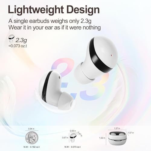 Ultra-Comfort Invisible Bluetooth Sleep Earbuds for Side Sleepers | Mini Wireless Headphones with Waterproof Design | Perfect for Clear Calls, Sports, and Ultimate Relaxation | Lightweight White Earphones for Work and On-the-Go Productivity