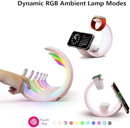 Ultimate 3-in-1 Magnetic Wireless Charging Station for Apple Devices – Fast Charge Your i Phone 16/15/14/13/12/11, Apple Watch Series & Air Pods 4 with RGB Night Light – Enhanced Safety & Intelligent Charging Technology – Artful Design for Home and Office Aesthetics