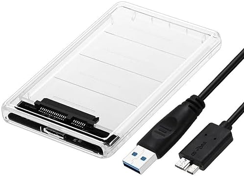 Transform Your Storage with NTQin 2.5″ SATA USB 3.0 Clear External Hard Drive Enclosure – Perfect for Samsung 870 EVO SSDs Up to 4 TB, Effortless Plug-and-Play Setup, High-Speed Data Transfer, Durable Protection for On-the-Go File Access and Backup Solutions