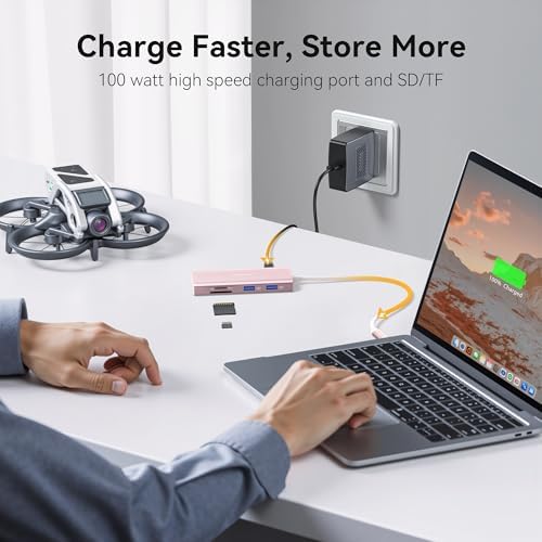 Transform Your Workspace with the Ultimate 9-in-1 USB C Hub Multiport Adapter for Mac Book Pro & Air – High-Speed 4 K HDMI Output, 100 W Power Delivery, and Effortless Connectivity for i Pad Pro, i Mac, and More – Enhance Productivity with 5 USB Ports and SD/TF Card Reader for Seamless Data Transfer and File Access
