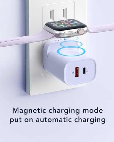 VRURC Portable Wireless Magnetic Charger for Apple Watch – 3-in-1 Travel Essential with PD 20 W Fast Charging, Compatible with i Phone 16/15/14/13 & Android Devices – Lightweight Design in Stylish Purple for Ultimate Convenience