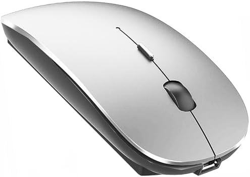 Sleek Bluetooth Wireless Mouse for Mac, Windows & i Pad – Ergonomic Design, High-Precision Navigation, Rechargeable & Dual-Mode Compatibility (Gray & Black) – Elevate Your Productivity with Clutter-Free Connectivity