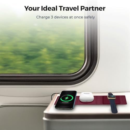 ZTAR 3-in-1 Wireless Travel Charger: Ultimate Mag Safe-Compatible Charging Pad for i Phone 16/15/14/13/12, Samsung Galaxy, Air Pods & Apple Watch – Portable Foldable Design for Effortless Travel & Rapid Multi-Device Charging