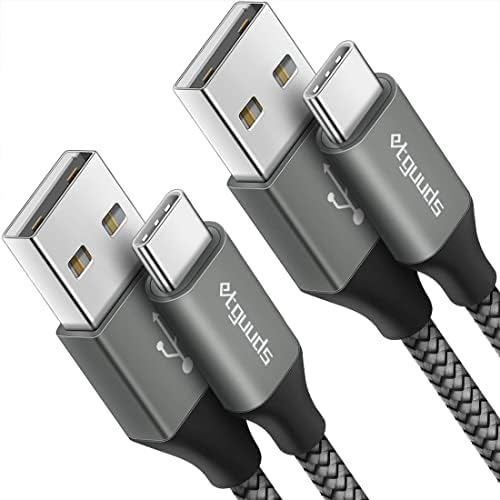 Premium 12 ft Braided USB C Cable (2-Pack) by etguuds – Fast Charging & Data Transfer for Samsung Galaxy S22/S21/S20 Ultra, LG, Moto, Pixel – Durable, Universal Compatibility for Home & Office Use, Effortless Connectivity