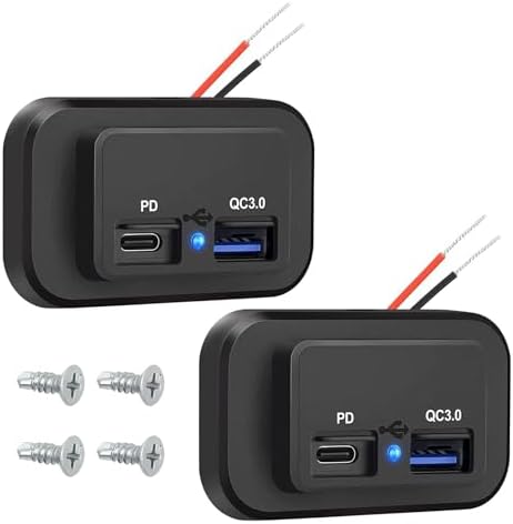 Enhanced Performance Linkstyle 2 PCS RV USB Outlets – 30 W USB-C & 18 W QC3.0 Quick Charge Sockets with LED Indicator for 12 V/24 V Vehicles – Reliable Charging Solution for Car, Marine, and RV Adventures