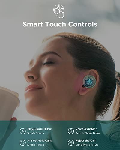 HTC Advanced Bluetooth 5.3 True Wireless Earbuds – Premium Noise Cancelling In-Ear Headphones with Touch Controls and Built-in Microphone, 22 Hours of Playtime, Waterproof Design – Stylish Black Finish for Android & i OS Compatibility