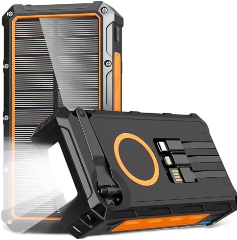 Ultimate MQOUNY 36,000 m Ah Solar Power Bank with Hand Crank & Fast Wireless Charging – Portable Outdoor Battery Pack with 6 Outputs, 4 Inputs, Flashlight & Compass for Adventurers and Emergency Preparedness