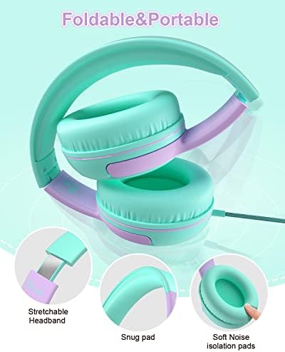 Vibrant Purple/Red ELECDER S8 Wired Kids Headphones with Adjustable Volume Control – Safe Sound Technology (85/94 d B) for Hearing Protection – Comfortable Fit for Growing Children – Perfect for School, Travel, and Play – Built-in Microphone for Effortless Communication – Compatible with Tablets and Smartphones – Durable Design for Everyday Adventures