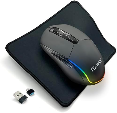 Ultimate Wireless Mouse & Pad Set – Quiet Rechargeable Bluetooth 5.2 & USB 2.4 G Dual Connectivity, 1600 DPI Precision, Compact Design for Laptops & Tablets – Enhance Your Workspace with Seamless Navigation and Productivity