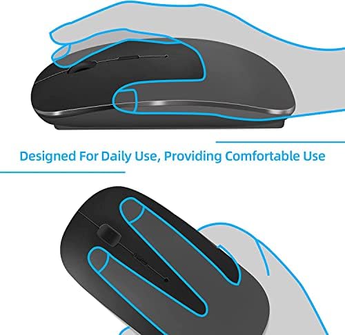 Elevate Your Productivity with the Versatile Wireless Mouse – Rechargeable Bluetooth 5.2 Connectivity, Three Modes (USB-A & USB-C Compatible) for Seamless Use with Mac Book, Chromebook, and More – Silent Click Design for Distraction-Free Work, Sleek Black Finish, Perfect for Travel and Home Office Efficiency