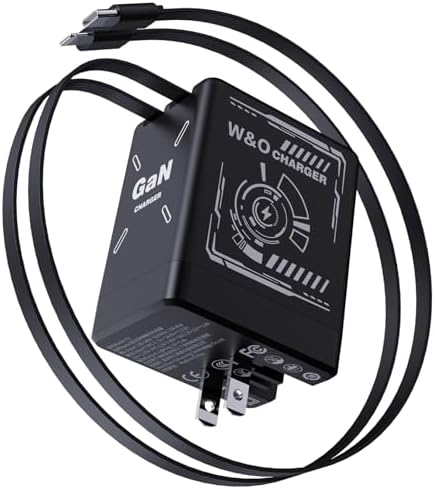 W&O 40 W Ga N Retractable Wall Charger – Ultimate Dual Charging Solution for i Phone 11-16, i Pad, Galaxy S25 & Pixel – Compact, Fast Charging Power Hub for Travel & Everyday Use with Built-in Lightning & Type-C Cables