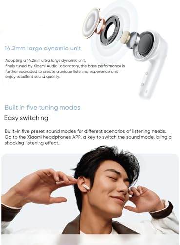 Xiaomi Redmi Buds 6 Active Wireless Earbuds – Premium Bluetooth 5.4 Noise-Canceling Headphones with 30-Hour Battery Life, Five Custom Sound Profiles, and IPX4 Sweatproof Protection – Ideal for Audiophiles and Professionals – Global Edition in Chic White