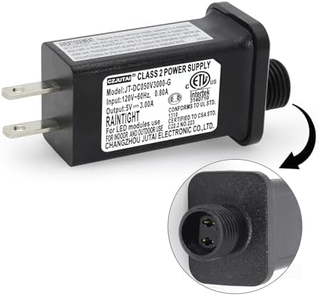 Versatile Low Voltage LED Driver CZJUTAI JT-DC050 V1000 | Weatherproof IP44 Power Adapter for Fairy Lights, Projector Lighting, and String Light Applications | Enhanced US/CA Plug Compatibility for Reliable Performance and Easy Setup