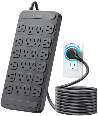 TROND 360° Rotating Surge Protector Power Strip – 24 AC Outlets & 6 Fast Charging USB Ports (37 W) – 4000 Joules Protection for Ultimate Device Safety – 6 ft Heavy Duty Extension Cord for Gaming and Office Use – ETL Listed for Dependable Performance – Essential Power Solution for Dorm Rooms and More