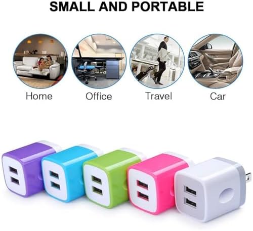 Fast Charging Dual-Port USB Wall Charger Adapter – 5-Pack 2.1 Amp Power Block for i Phone 16/15/14/13/12/11, Samsung & Android Devices – Compact and Reliable Charging Solution for Home, Office & Travel