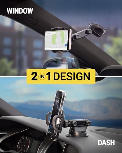 Scosche UH2WDEXCLN Universal Hands Free Phone Mount for Car Windshield/Dashboard, Suction Cup Cell Phone Holder with 360° Rotation, Includes Screen Cleaner, Stand Compatible with iPhone and Android – Enhanced Compatibility and Speed