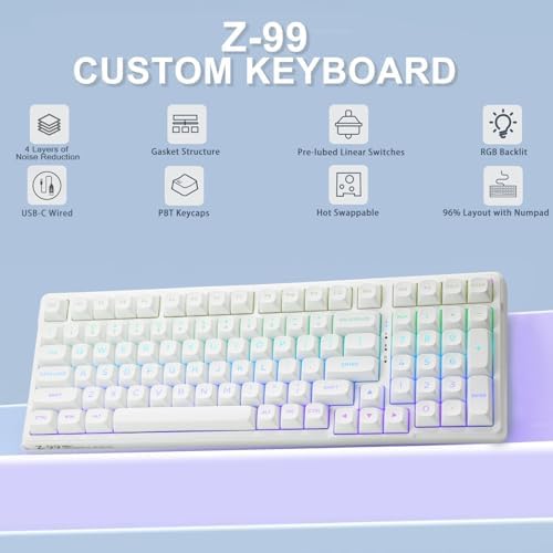 Revolutionize Your Typing and Gaming with the HUO JI E-Yooso Creamy Mechanical Keyboard – Hot Swappable, Pre-Lubed Linear Switches, Gasket Structure with Sound Dampening Foam, Customizable RGB Backlighting, 99 Keys for Seamless PC/Mac Compatibility – Elevate Performance & Comfort Today!