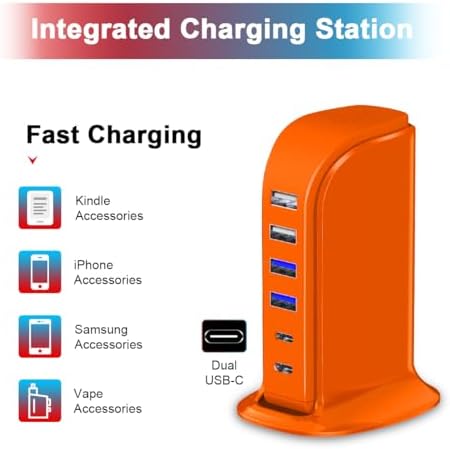 Elevate Your Charging Game with Upoy’s Ultimate USB Power Hub: Multi-Device Charging Station with 5 ft Extension Cord for i Phones, Tablets, and Earbuds – Fast, Efficient Power Adapter for Home and Office Use with Advanced Safety Features