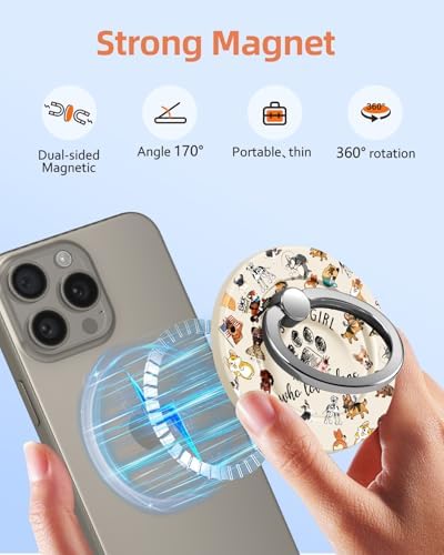 Tycamp Vintage Floral Magnetic Phone Grip – Chic Mag Safe-Compatible Ring Holder for i Phone 16/15/14/13/12 Series – Adorable & Practical Phone Stand for Women and Girls – Superior Grip for Safe Handling & Effortless Selfie Capture