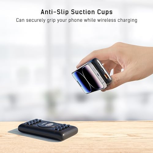 High-Capacity 20000 m Ah Wireless Power Bank with Anti-Slip Suction Cups – Ultimate 18 W USB-C Fast Charger for i Phone 16, 15, 14, 13, 12, 11, X, XS, XR & Samsung Galaxy S25, S24, S23, S22, S21, S10, LG Thin Q – Portable Charging Solution for Seamless Connectivity on the Go