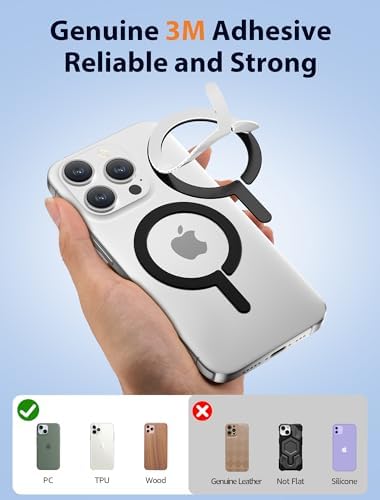 Magnetic Metal Ring for Mag Safe – 2 Pack for i Phone 16/16 Pro Max/15/14/13/12 & Galaxy S23/S22 – Enhanced Heat Dissipation & Secure Magnetic Grip – Effortless Wireless Charging Solution in Sleek Black Design for Ultimate Device Performance
