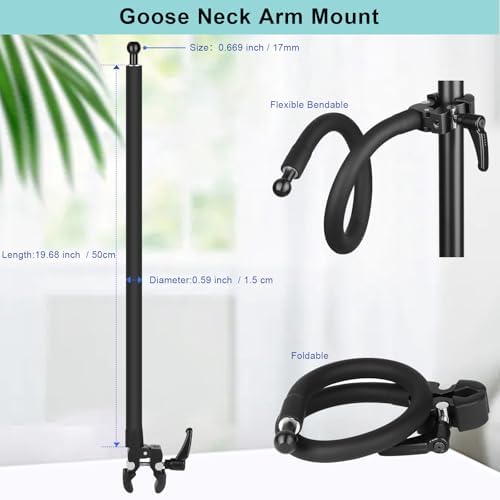 Magnetic Gooseneck Phone Holder for Mic Stand/Music Stand/Treadmill/Spin Bike,19.7″ / 50 cm Long Gooseneck Arm Super Crab Clamp iPhone Mount,Compatible with iPhone 12/13/14/15/16 Android Cellphone – Enhanced Compatibility and Speed