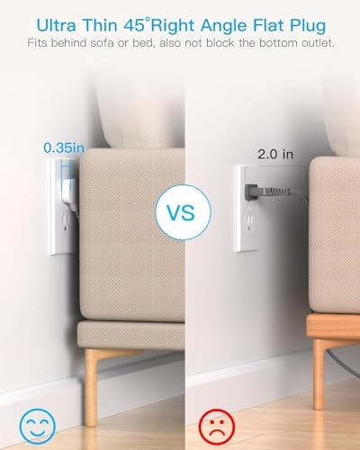 HANYCONY 15 Ft Extension Cord Power Strip with 8 AC Outlets & 4 USB Ports (2 USB-C) – 1080 J Surge Protector for Enhanced Safety, Wall Mountable Desk Charging Station for Home Office & College Dorm Essentials