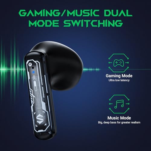 Unleash Superior Sound with Black Shark Wireless Earbuds – 35 ms Ultra-Low Latency Gaming Headphones, Bluetooth 5.2 for Seamless Connectivity, IPX5 Waterproof Design, 10 mm Drivers for Deep Bass, 4 Hyperclear Mics for Optimal Call Clarity, 20 Hours Playtime, Comfort Fit for Extended Use – Perfect for Gamers and Music Lovers Alike
