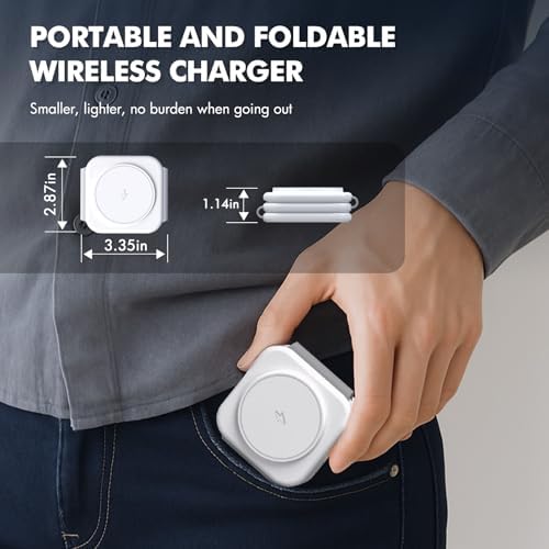 15 W Fast 3-in-1 Wireless Foldable Charger – Magnetic Charging Station for i Phone 16, Apple Watch Series & Air Pods Pro – Portable Travel & Desk Solution with Enhanced Compatibility and Sleek Design