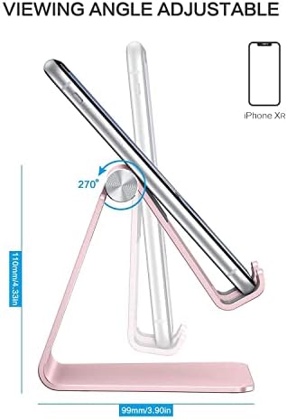 OMOTON Adjustable Cell Phone Stand, C2 Aluminum Desktop Phone Holder Dock Compatible with iPhone 15 14 13 Xs XR 8 Plus 7 6, Samsung Galaxy, Google Pixel, Android Phones – Enhanced Compatibility and Speed