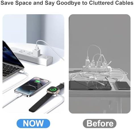 Revolutionary 3-in-1 Magnetic Charging Cable: MFi Certified Fast Charger for Apple Watch, i Phone, and Galaxy Devices – 12 W Power Delivery with 4 FT Flexibility for Seamless Charging – Perfect for Apple Watch Series Ultra, SE, 4-9, i Phone 16/15/14, Galaxy S23 – Effortless Charging Experience for Tech Savvy Users on the Move